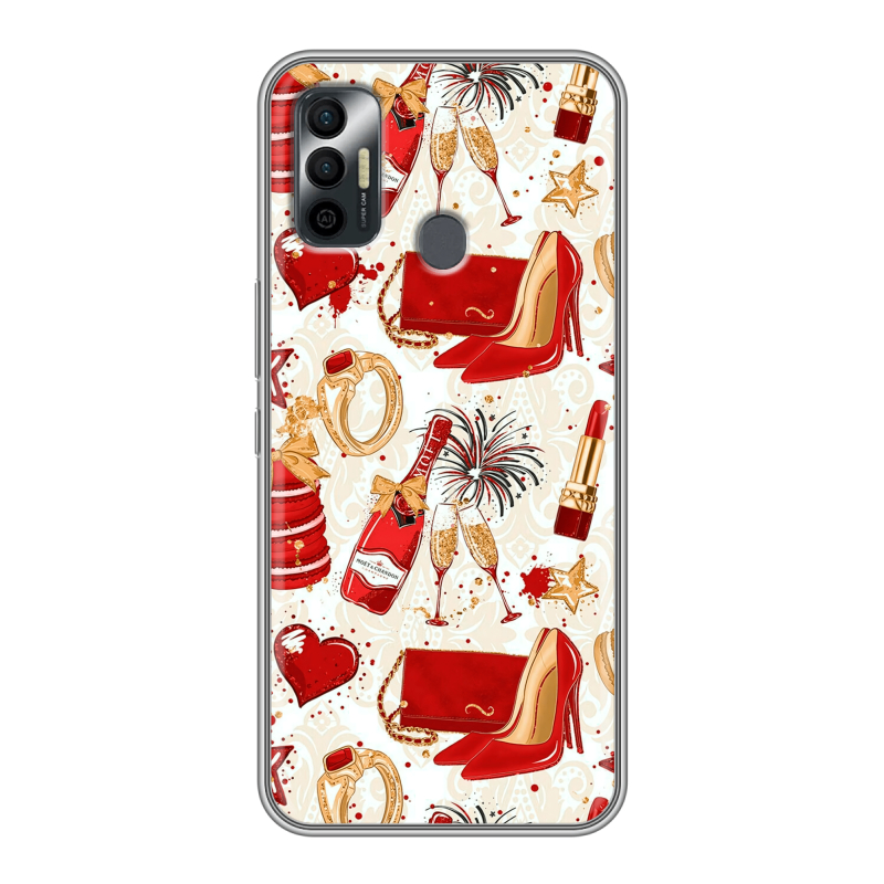 Силиконовый чехол на Tecno Spark 7 с принтом Новый год Силиконовый чехол на Tecno Spark 7 с принтом Новый год