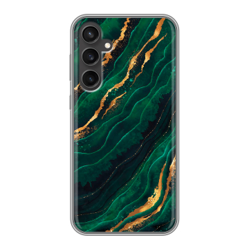 Силиконовый чехол на Samsung Galaxy S23 FE с принтом Мрамор зеленое золото