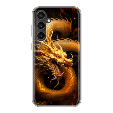 Силиконовый чехол на Samsung Galaxy S23 FE с принтом Золотой дракон Силиконовый чехол на Samsung Galaxy S23 FE с принтом Золотой дракон