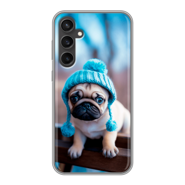 Силиконовый чехол на Samsung Galaxy S23 FE с принтом Мопс в шапке Силиконовый чехол на Samsung Galaxy S23 FE с принтом Мопс в шапке