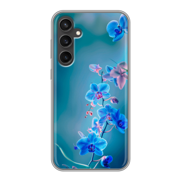Силиконовый чехол на Samsung Galaxy S23 FE с принтом Голубые цветы Силиконовый чехол на Samsung Galaxy S23 FE с принтом Голубые цветы