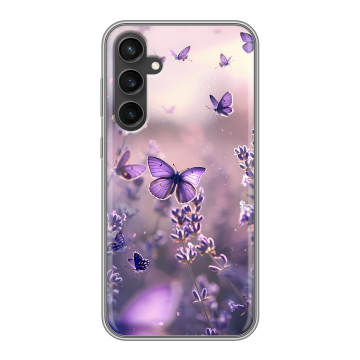 Силиконовый чехол на Samsung Galaxy S23 FE с принтом бабочки и лаванда Силиконовый чехол на Samsung Galaxy S23 FE с принтом бабочки и лаванда