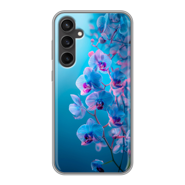 Силиконовый чехол на Samsung Galaxy S23 FE с принтом голубые орхидеи Силиконовый чехол на Samsung Galaxy S23 FE с принтом голубые орхидеи