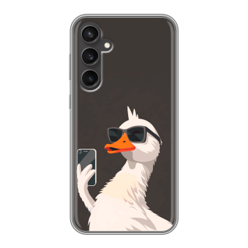 Силиконовый чехол на Samsung Galaxy S23 FE с принтом утка в очках Силиконовый чехол на Samsung Galaxy S23 FE с принтом утка в очках