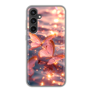 Силиконовый чехол на Samsung Galaxy S23 FE с принтом бабочки розовые Силиконовый чехол на Samsung Galaxy S23 FE с принтом бабочки розовые