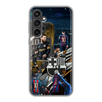 Силиконовый чехол на Samsung Galaxy S23 FE с принтом Messi Barcelona Силиконовый чехол на Samsung Galaxy S23 FE с принтом Messi Barcelona