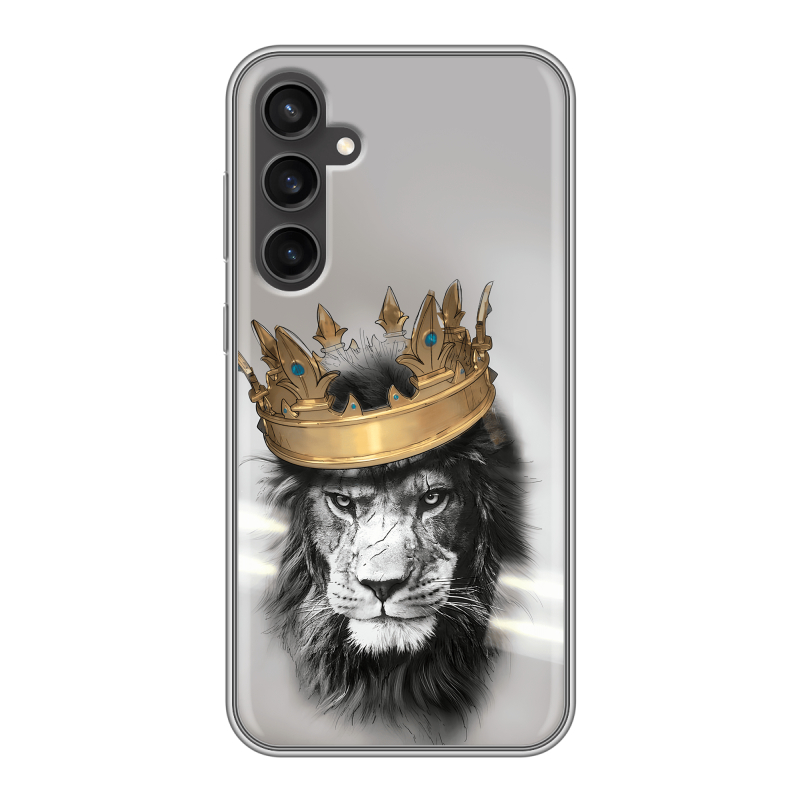 Силиконовый чехол на Samsung Galaxy S23 FE с принтом Лев с короной Силиконовый чехол на Samsung Galaxy S23 FE с принтом Лев с короной