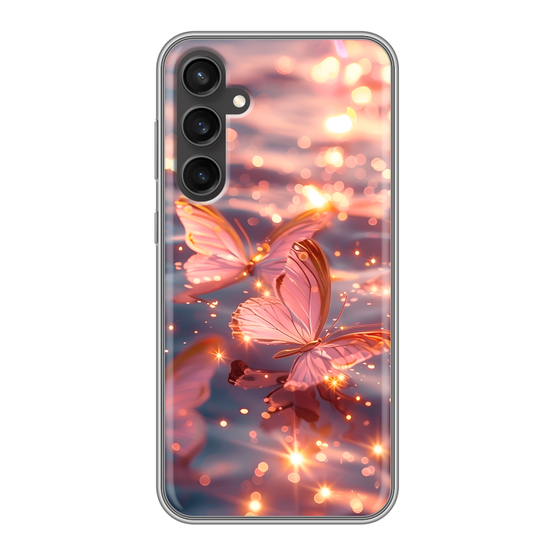 Силиконовый чехол на Samsung Galaxy S23 FE с принтом бабочки розовые Силиконовый чехол на Samsung Galaxy S23 FE с принтом бабочки розовые