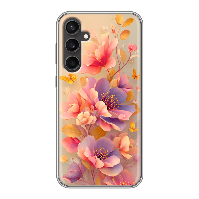 Силиконовый чехол на Samsung Galaxy S23 FE с принтом Цветы и бабочки Силиконовый чехол на Samsung Galaxy S23 FE с принтом Цветы и бабочки
