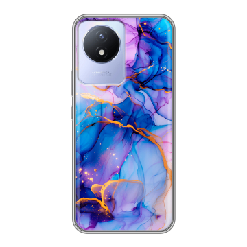 Силиконовый чехол на Vivo Y11 (2023) с принтом синий мрамор