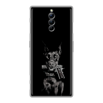Силиконовый чехол на ZTE Nubia Red Magic 8S Pro с принтом Доберман и пистолет
