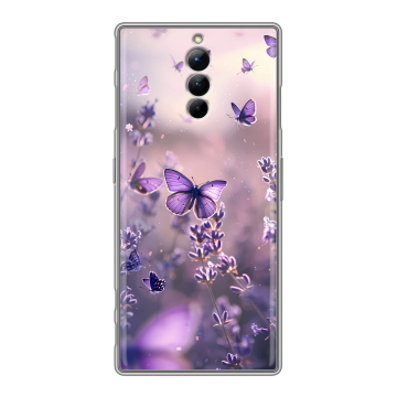 Силиконовый чехол на ZTE Nubia Red Magic 8S Pro с принтом бабочки и лаванда