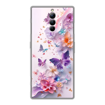 Силиконовый чехол на ZTE Nubia Red Magic 8S Pro с принтом цветы бабочки Силиконовый чехол на ZTE Nubia Red Magic 8S Pro с принтом цветы бабочки