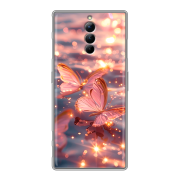 Силиконовый чехол на ZTE Nubia Red Magic 8S Pro с принтом бабочки розовые