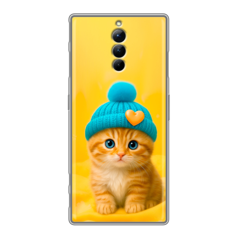 Силиконовый чехол на ZTE Nubia Red Magic 8S Pro с принтом Котенок в шапке Силиконовый чехол на ZTE Nubia Red Magic 8S Pro с принтом Котенок в шапке