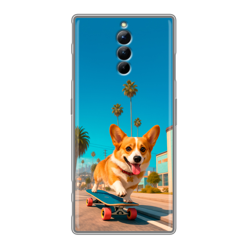 Силиконовый чехол на ZTE Nubia Red Magic 8S Pro с принтом Корги на скейте Силиконовый чехол на ZTE Nubia Red Magic 8S Pro с принтом Корги на скейте