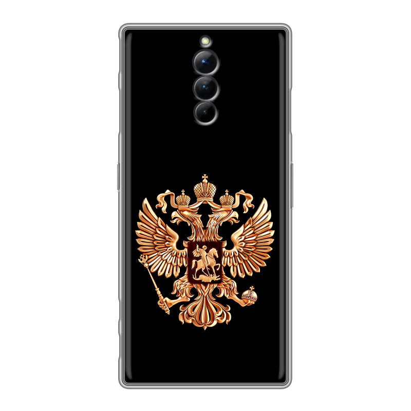 Силиконовый чехол на ZTE Nubia Red Magic 8S Pro с принтом Герб России золотой Силиконовый чехол на ZTE Nubia Red Magic 8S Pro с принтом Герб России золотой