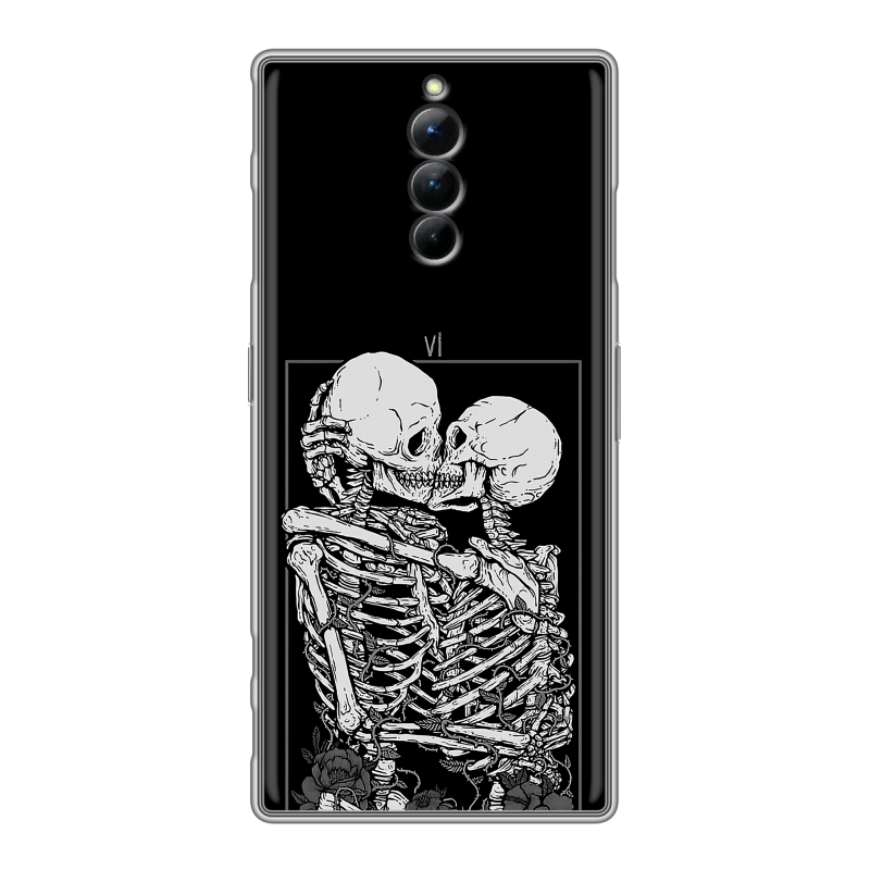 Силиконовый чехол на ZTE Nubia Red Magic 8S Pro с принтом Поцелуй скелетов Силиконовый чехол на ZTE Nubia Red Magic 8S Pro с принтом Поцелуй скелетов