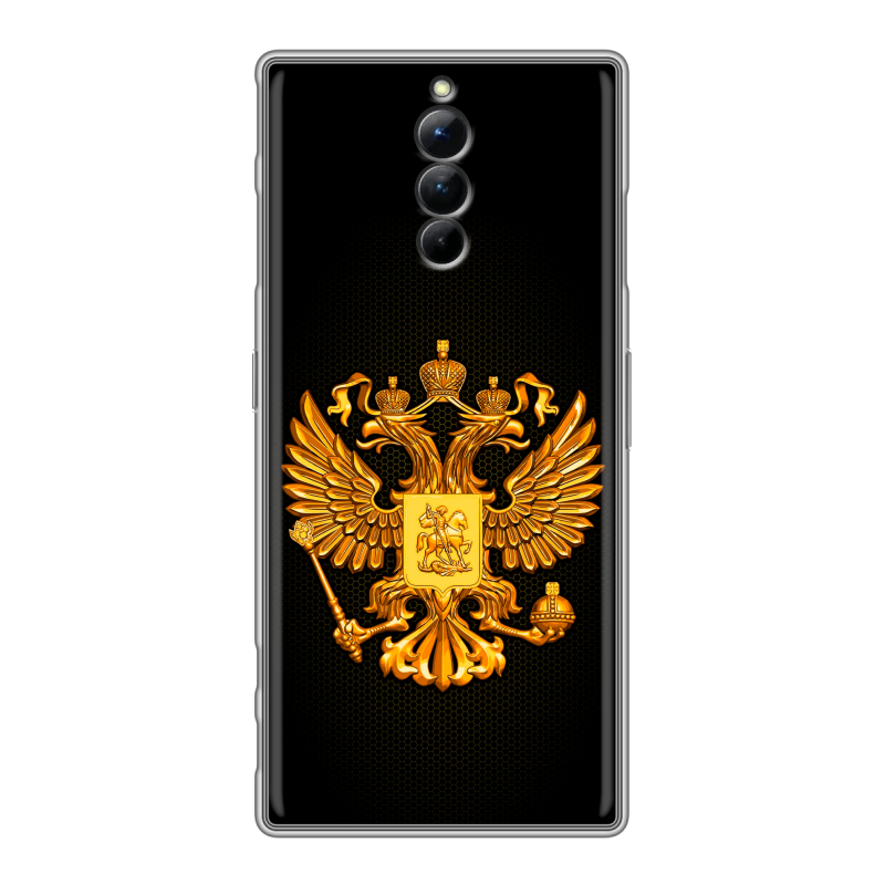 Силиконовый чехол на ZTE Nubia Red Magic 8S Pro с принтом Герб России желтый Силиконовый чехол на ZTE Nubia Red Magic 8S Pro с принтом Герб России желтый