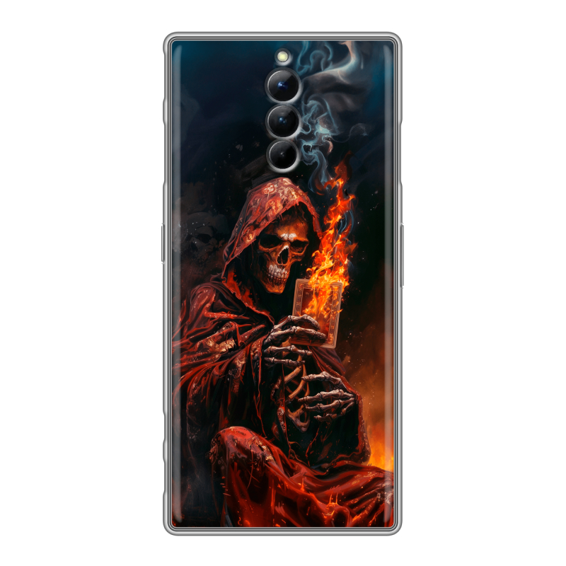 Силиконовый чехол на ZTE Nubia Red Magic 8S Pro с принтом Скелет и карты Силиконовый чехол на ZTE Nubia Red Magic 8S Pro с принтом Скелет и карты