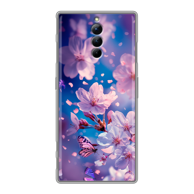 Силиконовый чехол на ZTE Nubia Red Magic 8S Pro с принтом цветы бабочки Силиконовый чехол на ZTE Nubia Red Magic 8S Pro с принтом цветы бабочки