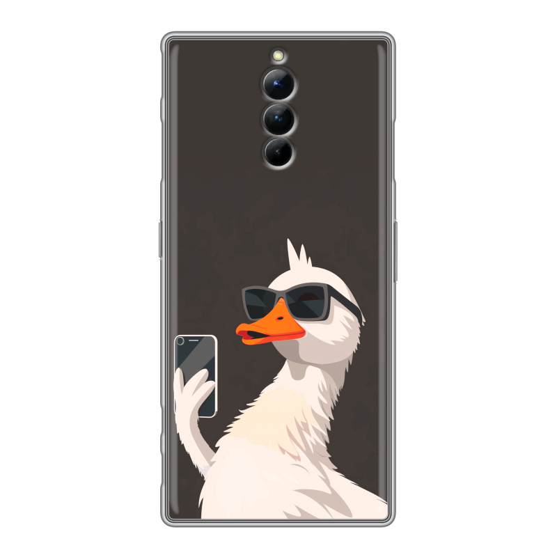 Силиконовый чехол на ZTE Nubia Red Magic 8S Pro с принтом утка в очках Силиконовый чехол на ZTE Nubia Red Magic 8S Pro с принтом утка в очках