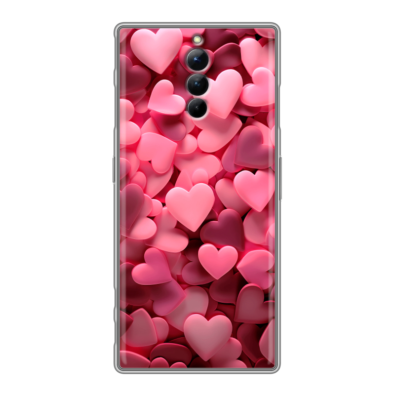 Силиконовый чехол на ZTE Nubia Red Magic 8S Pro с принтом розовые сердечки Силиконовый чехол на ZTE Nubia Red Magic 8S Pro с принтом розовые сердечки