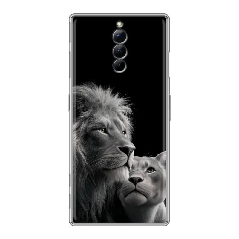 Силиконовый чехол на ZTE Nubia Red Magic 8S Pro с принтом Лев кошки Силиконовый чехол на ZTE Nubia Red Magic 8S Pro с принтом Лев кошки