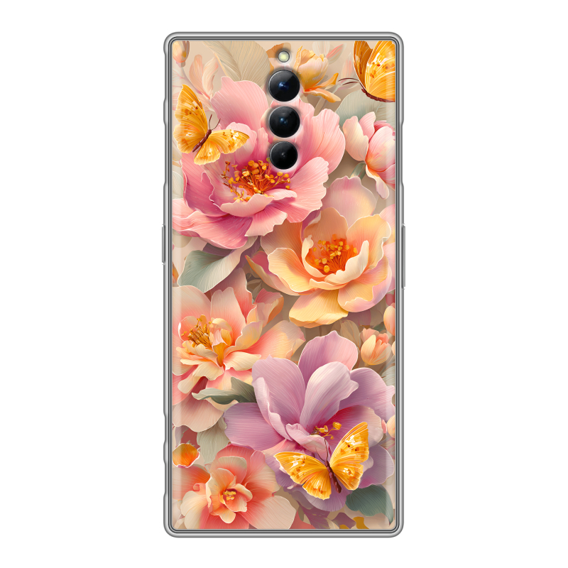 Силиконовый чехол на ZTE Nubia Red Magic 8S Pro с принтом Цветы и бабочки Силиконовый чехол на ZTE Nubia Red Magic 8S Pro с принтом Цветы и бабочки