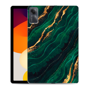 Силиконовый чехол на планшета Xiaomi RedMi Pad SE с принтом Мрамор зеленое золото Силиконовый чехол на планшета Xiaomi RedMi Pad SE с принтом Мрамор зеленое золото