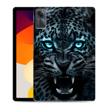 Силиконовый чехол на планшета Xiaomi RedMi Pad SE с принтом Темный леопард Силиконовый чехол на планшета Xiaomi RedMi Pad SE с принтом Темный леопард