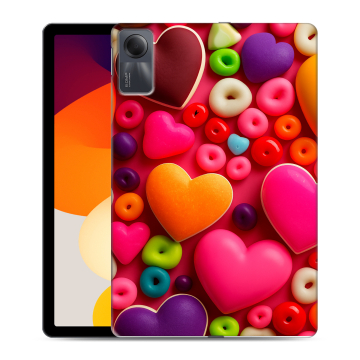 Силиконовый чехол на планшета Xiaomi RedMi Pad SE с принтом Сердечки Силиконовый чехол на планшета Xiaomi RedMi Pad SE с принтом Сердечки