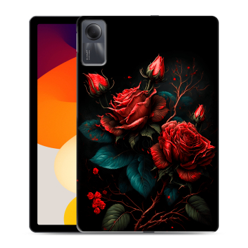Силиконовый чехол на Xiaomi RedMi Pad SE с принтом Розы красные Силиконовый чехол на Xiaomi RedMi Pad SE с принтом Розы красные