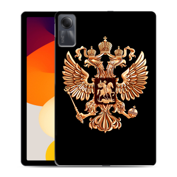 Силиконовый чехол на Xiaomi RedMi Pad SE с принтом Герб России золотой Силиконовый чехол на Xiaomi RedMi Pad SE с принтом Герб России золотой