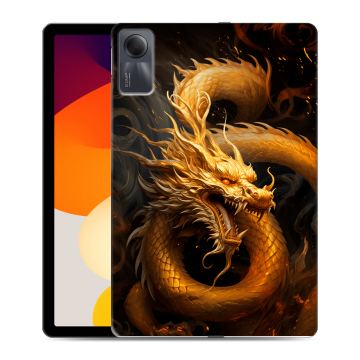 Силиконовый чехол на Xiaomi RedMi Pad SE с принтом Золотой дракон Силиконовый чехол на Xiaomi RedMi Pad SE с принтом Золотой дракон