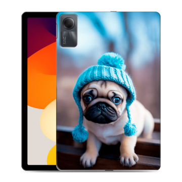 Силиконовый чехол на Xiaomi RedMi Pad SE с принтом Мопс в шапке