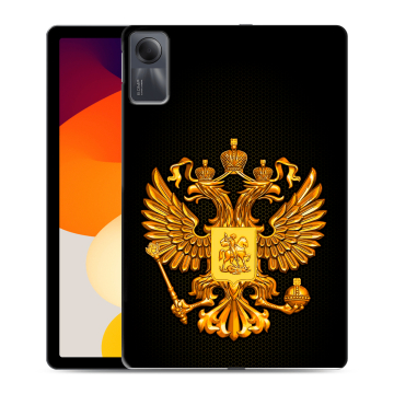 Силиконовый чехол на Xiaomi RedMi Pad SE с принтом Герб России желтый Силиконовый чехол на Xiaomi RedMi Pad SE с принтом Герб России желтый