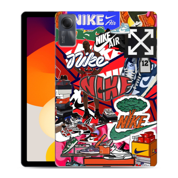 Силиконовый чехол на Xiaomi RedMi Pad SE с принтом Найк Nike яркий
