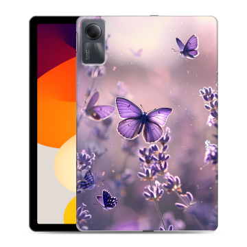 Силиконовый чехол на Xiaomi RedMi Pad SE с принтом бабочки и лаванда Силиконовый чехол на Xiaomi RedMi Pad SE с принтом бабочки и лаванда