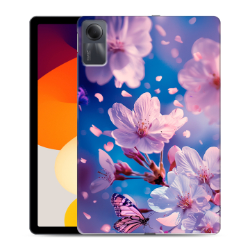 Силиконовый чехол на Xiaomi RedMi Pad SE с принтом цветы бабочки