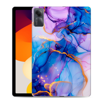 Силиконовый чехол на Xiaomi RedMi Pad SE с принтом синий мрамор