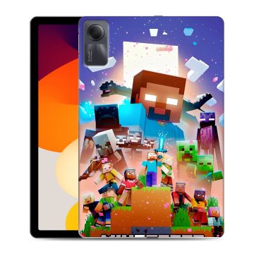 Силиконовый чехол на планшета Xiaomi RedMi Pad SE с принтом Майнкрафт Minecraft