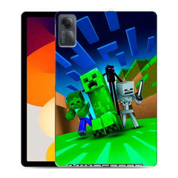Силиконовый чехол на планшета Xiaomi RedMi Pad SE с принтом Майнкрафт
