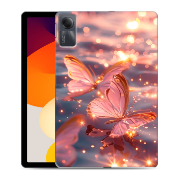 Силиконовый чехол на планшета Xiaomi RedMi Pad SE с принтом бабочки розовые