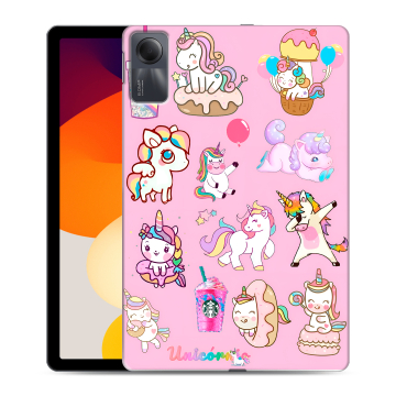 Силиконовый чехол на Xiaomi RedMi Pad SE с принтом розовые единороги