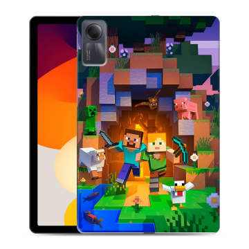 Силиконовый чехол на Xiaomi RedMi Pad SE с принтом Майнкрафт Minecraft Силиконовый чехол на Xiaomi RedMi Pad SE с принтом Майнкрафт Minecraft