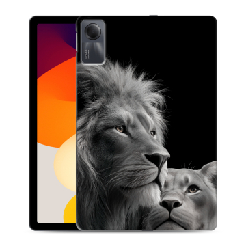 Силиконовый чехол на Xiaomi RedMi Pad SE с принтом Лев кошки