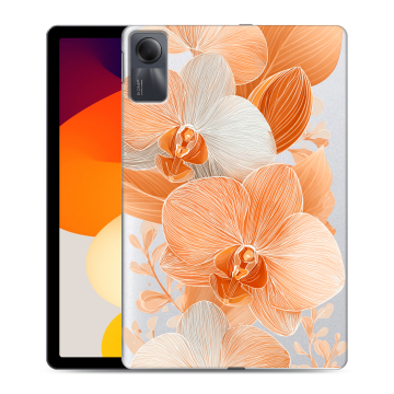 Силиконовый чехол на Xiaomi RedMi Pad SE с принтом Бежевые цветы
