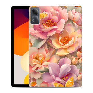 Силиконовый чехол на Xiaomi RedMi Pad SE с принтом Цветы и бабочки
