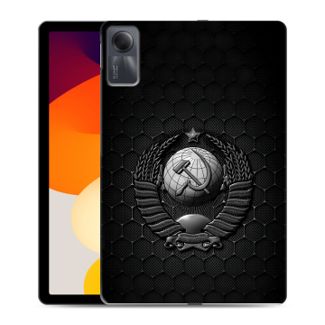 Силиконовый чехол на Xiaomi RedMi Pad SE с принтом Герб Флаг СССР